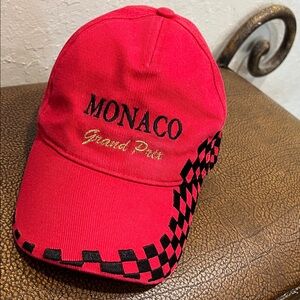 Vintage Monaco Grand Prix Formula 1 Racing Red Cap just in time for race in June